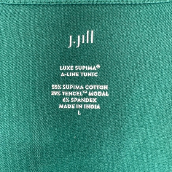 J Jill Luxe Supima A Line Tunic Top Womens L Green Meadow Soft Spring Color NEW - Picture 4 of 16